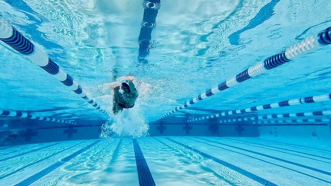 Competitive swimmer in freestyle